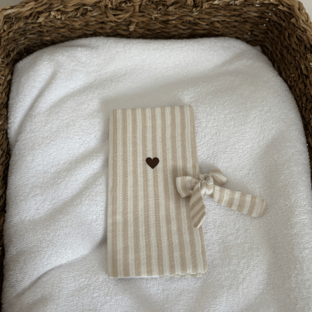 Protège livret de famille rayé beige