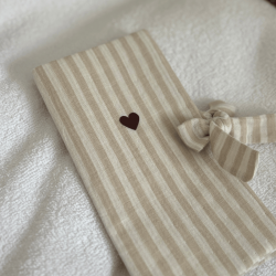 Protège livret de famille rayé beige