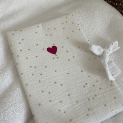 Protège carnet de santé blanc et doré personnalisable