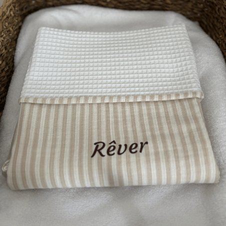 Couverture personnalisable rayée beige