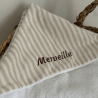 Cape de bain bébé personnalisée beige rayée | Maïlu & Cie