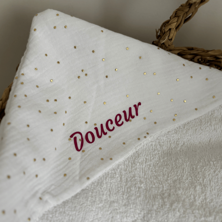 Cape de bain bébé personnalisée blanche à pois | Maïlu & Cie