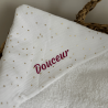Cape de bain bébé personnalisée blanche à pois | Maïlu & Cie
