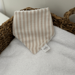 Bavoir bandana personnalisé beige rayé| Maïlu & Cie